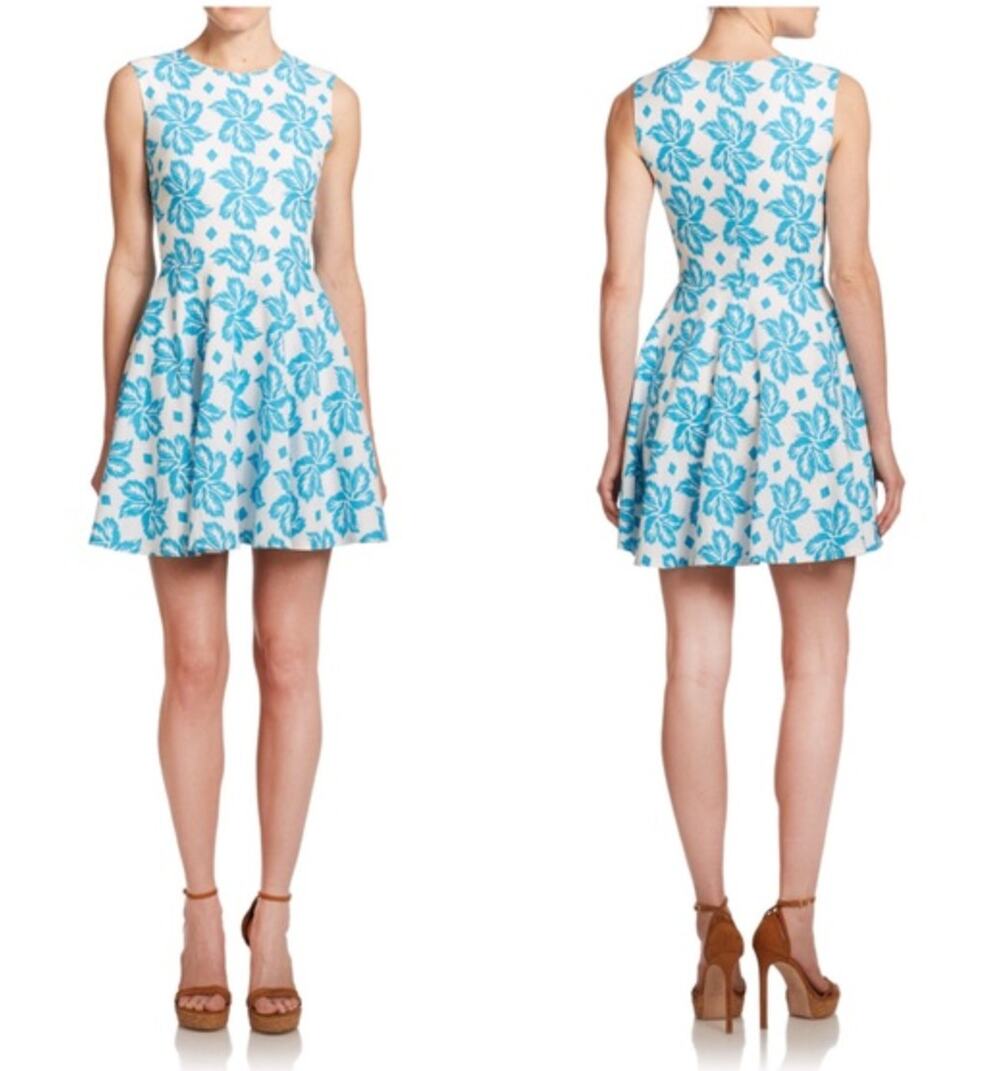 Diane Von Furstenberg DVF Jeannie Mini Dress Turquoise Floral Print 6